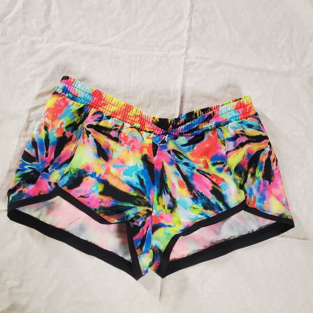 RaverNation Athletic Hotty Shorts - Tie Dye Multi Black - Women Small/Kids XL